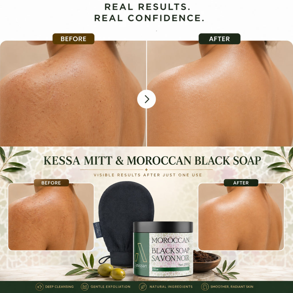 Essential Exfoliation Ritual: Moroccan Black Soap & Kessa Mitt
