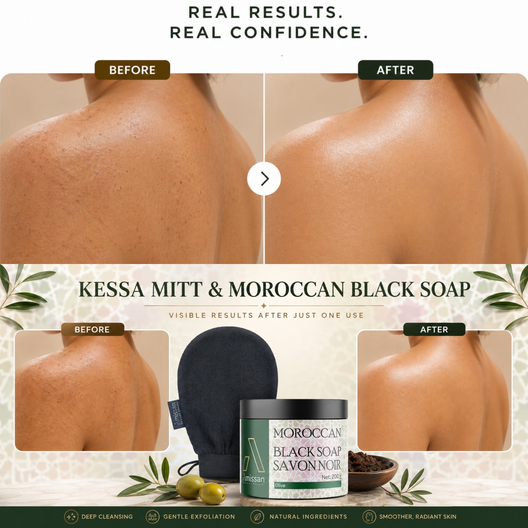 Essential Exfoliation Ritual: Moroccan Black Soap & Kessa Mitt